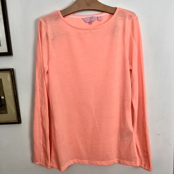 TED BAKER Asteea coral orange long sleeve top SZ 1 - Picture 2 of 6